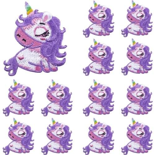 Prajna 10PCS Wholesale Unicorn Patch Iron on Embroided Patches For Clothes Baby Unicorn Patch Sticker On Clothes Jacker Jeans