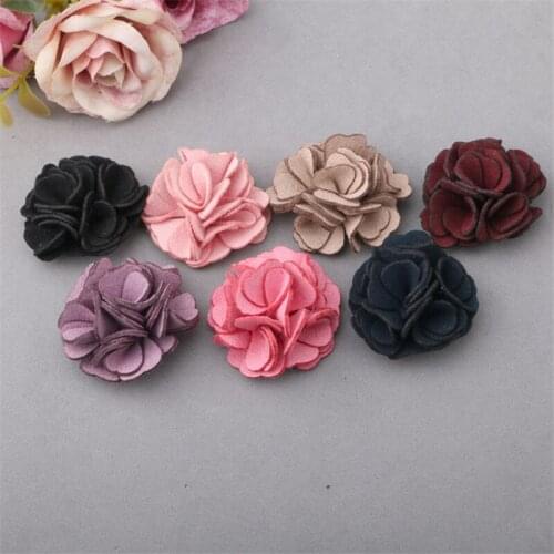 2pcs/lot 35MM Microfiber Fabric Flowers Buttons DIy jewelry Findings ornament Accessories Girls hair Jewelry Bow Center headband