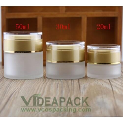50pcs 20 g 30 g 50g Cream frosted glass jar empty bottles container cosmetic plastic screw cap