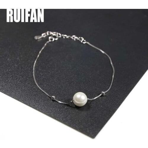 Ruifan Genuine 925 Sterling Silver Pearls Bracelet for Women Ladies' Box Chain Bracelets Trendy Silver 925 Jewelry Gifts YBR079