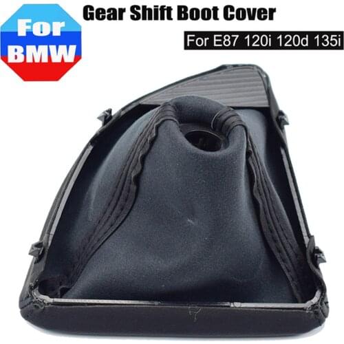 For BMW E30 E39 E46 E87 E90 Manual Gear Shift Knob Gaiter Boot Case + Frame Shifter Collar Black Leather Cover