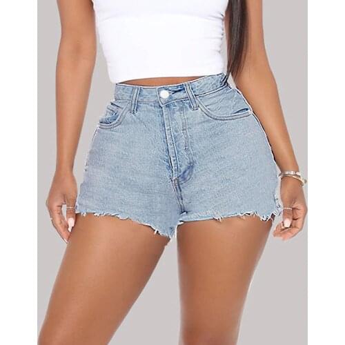 Black Blue Sexy Skinny Denim Shorts Women Clothes 2021 Summer Streetwear Pockets Wash Distressed High Waist Rave Jean Shorts