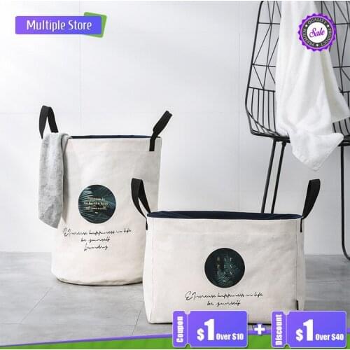 Foldable Laundry Toy Basket Canvas Bag Clothes Household Toys Storage With Net Cover Woven Organizer Bathroom Baskets