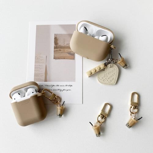 Super Cute Milk Tea Keychain Decor Silicone Earphone Case for Apple Airpods Pro 3 Bluetooth Headset Box For AirPods 2/1 Cover