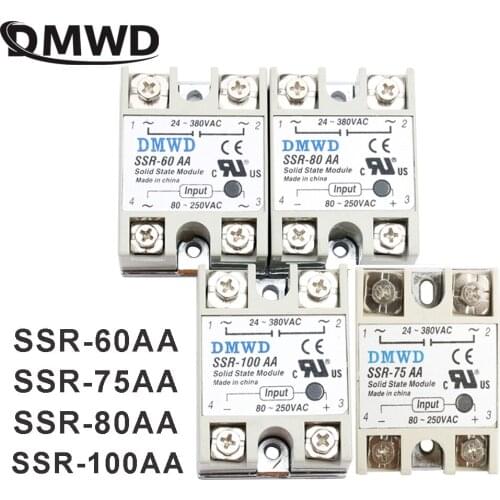 1PC Solid State Relay c 60A 75A 80A 100A AC Control AC Relais 80-250VAC TO 24-380VAC SSR