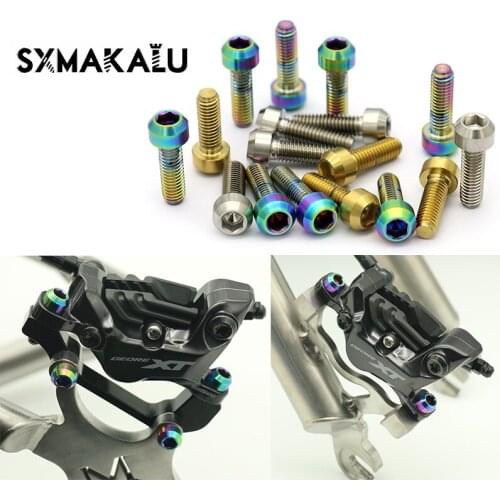 SXMAKALU 6pcs M6x20mm Bicycle Brake Clamp Fixing Screw Mountain Bike Disc Brake Titanium Alloy Retaining Screws Bike Part