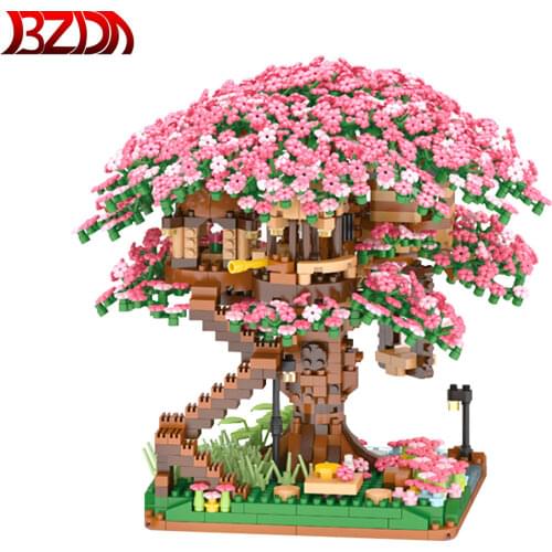 Japanese City Mini Friends Cherry Blossom House MOC Sakura Creator House Blocks Inari Shrine Bricks Model Blocks Children Toys