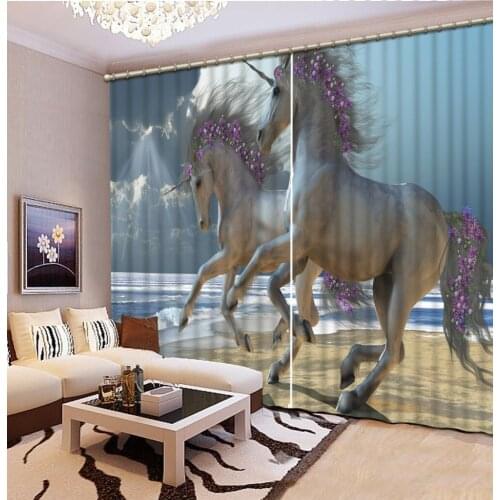 Beautiful horse curtains Curtain Decoration 3D Brief tree Curtains For Bedroom Living room Polyester Room Curtain