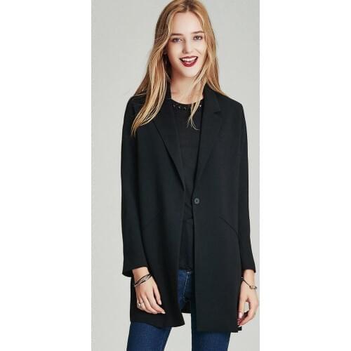 HAVVA 2020 Spring and Autumn New Casual Black Midi Ladies Wild Jacket Suit with Tailored Collar W41580