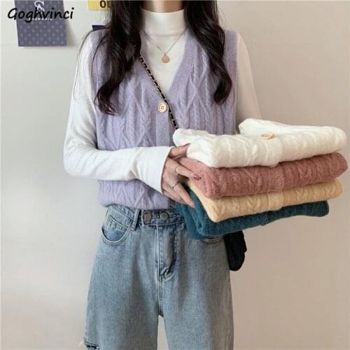 Sweater Vest Women V-neck Vintage All-match Solid Simple Streetwear Sweet Korean Fashion Oversized 3XL Single-breasted Chic Ins