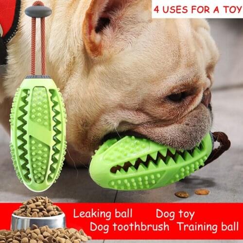 Dog Toothbrush Cleaning Dogs Toys Spilled Food Ball Molar Bite Resistant Pet Chewing Decompression Elastic Rubber Toy for Dogs