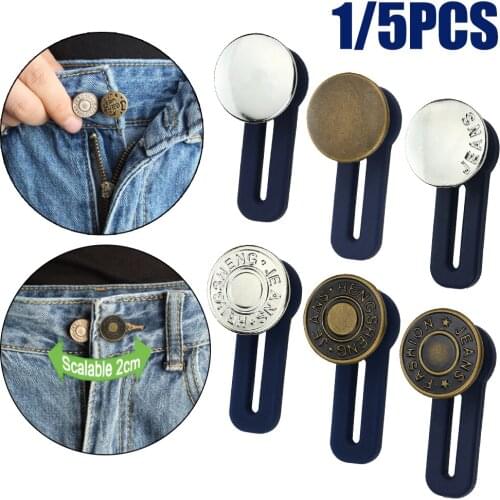 1/5 Pcs Detachable Snap Metal Jeans Buttons Retro Pants Pin for Clothing Extended Button Sewing-Free Perfect Fit Expande Waist