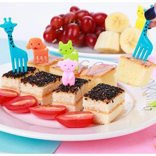 10pcs/set Animal Food Fruit Picks Forks Bento Lunch Box Decor Accessory Wholesale DropShipping Random Color