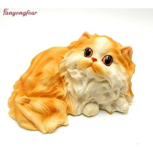 3D Persian cat mousse cake mold handmade soap candles plaster chocolate mold silicone cake decoration tools