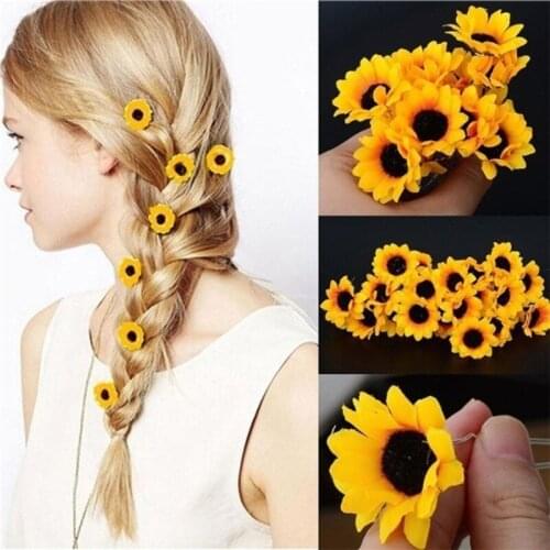 5Pcs/lot Womens Wedding Daisy Hair Sticks Boho Summer Sunflower Daisy Hairpin Cuff Clip Headband Hair Pin Accessories