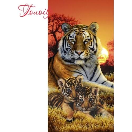 5D Full Square&round Tiger cub Diamond Embroidery Painting Dream catcher of Cross Stitch Resin Sunset animal tiger Diamond Painting home decor