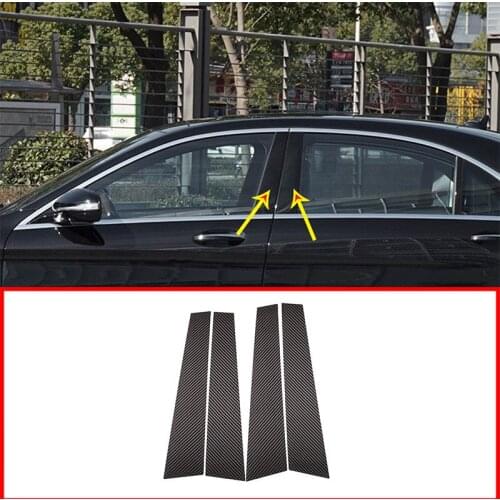 4pcs Real Carbon Fiber For Mercedes Benz W222 S Class S400L S320L S500 2014-2019 Car Accessories Window Molding Trim Parts