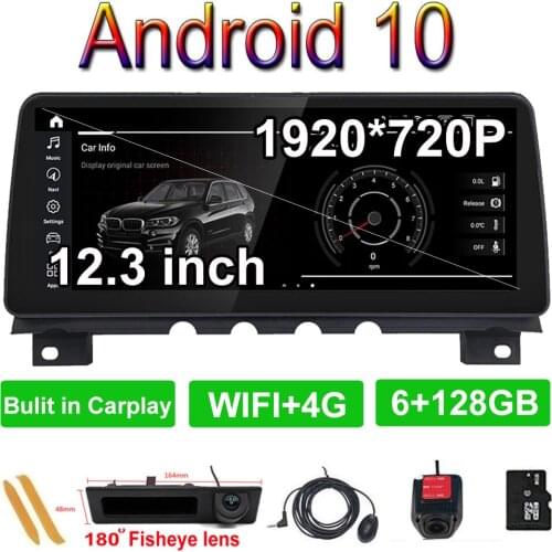 12.3 Inch 1920*720P Qualcomm Android 10 IPS Screen Car Player Multimedia Carplay + Auto For BMW 7 series F01 F02 CIC NBT System