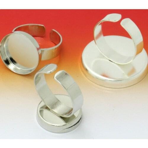 10pcs Fit 16mm 20mm Two Color Adjustable Ring Blank Base Tray For Cameo Settings Cabochons Jewelry Making