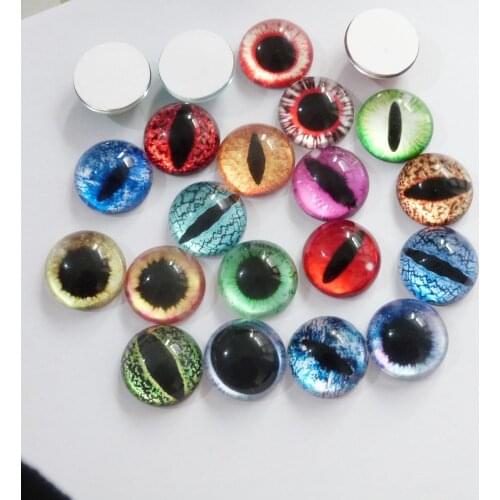 50pcs/lot--8mm-40mm mixed style flat round glass beads with picture for diy doll findings--size option