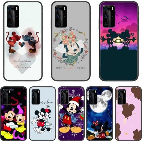 Phone Mobile Case TPU Disney Cute Minnie Mouse Phone Case For Huawei P 40 30 20 10 Lite Smart Z Pro Black Etui Coque Painting H