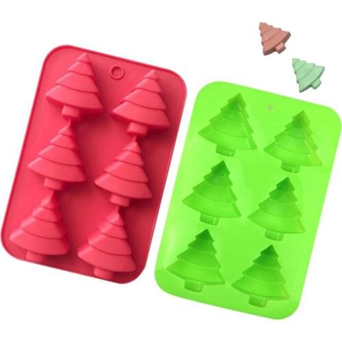Christmas Tree Baking Mold Reusable BPA Free Baking Tools 6-Cavity Christmas Tree Silicone Cake Baking Mold for Home свечи