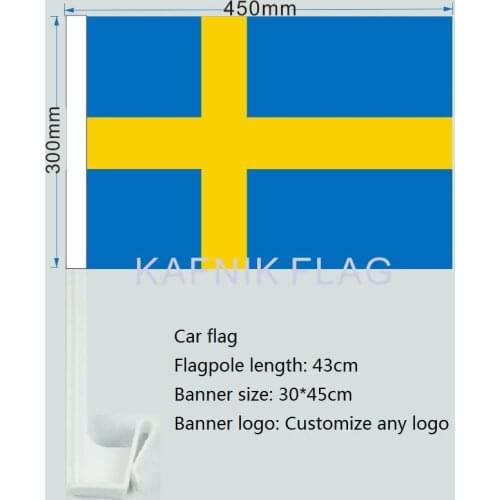 KAFNIK,30X45C Swedish flag Swedish car window flag pole car decoration Free Shipping
