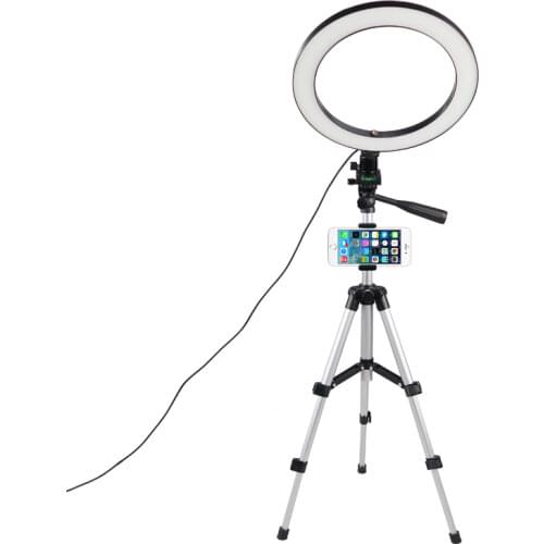 LED Ring Light Camera Photography Annular Lamp Studio Ringlight for Youtube Makeup Phone Selfie with Tripod Phone Holder Clip