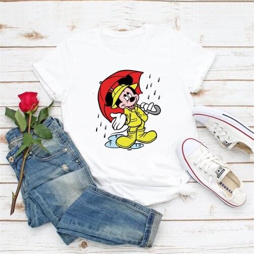 Mickey Mouse Printed Summer Short Sleeve T Shirts Oversized Disney Cartoon Cute Girls T-shirts Lady Streetwear T-shirts Tee Tops