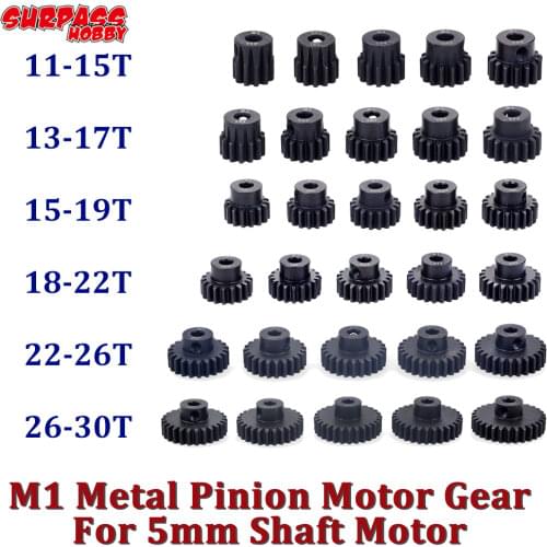 SURPASS HOBBY 5PCS M1 Metal Pinion Motor Gear 5mm Shaft 11T 12T 13T 15T 17T 19T 20T 21T 23T 25T 27T 29T 30T for 1/8 RC Car Motor