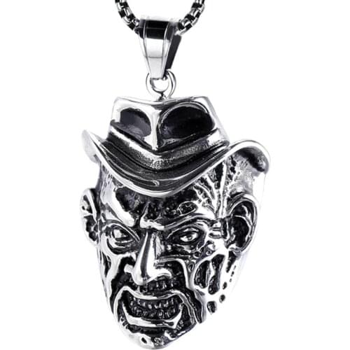 RIR Fashion Figure Top Hat Human Head Pendant Hippie Avatar Necklace Hip Hop Vintage Cool Gold Stainless Steel For Men Women