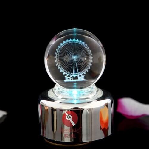 Fashion crystal ball Music Box carving exquisite silver Ferris wheel Octopus creative Birthday gift Craft Gifts music box