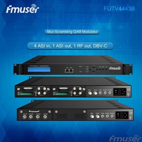 FUTV4443B 4 in 1 Mux-Scrambling QAM Modulator(optional 4*ASI/Tuner in, 4*RF out)adapting CATV system