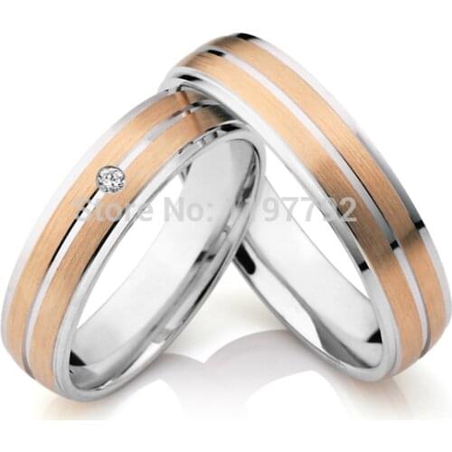 2014 discount cheap tailor made rose gold color titanium wedding band rings sets for anniversary trauringe