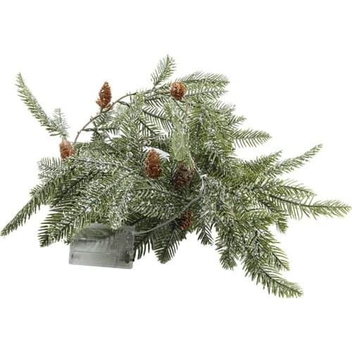 Wall Hanging Rattan Copper Wire Lamp String Light For Thanksgiving Christmas Wedding Party Decoration Simulation Pine Needles