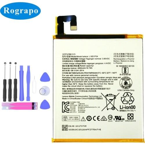 New 4850mAh L16D1P34 Replacement Battery For LENOVO TAB4 8 TB-8504N TAB4 8 plus Cellphone +tools