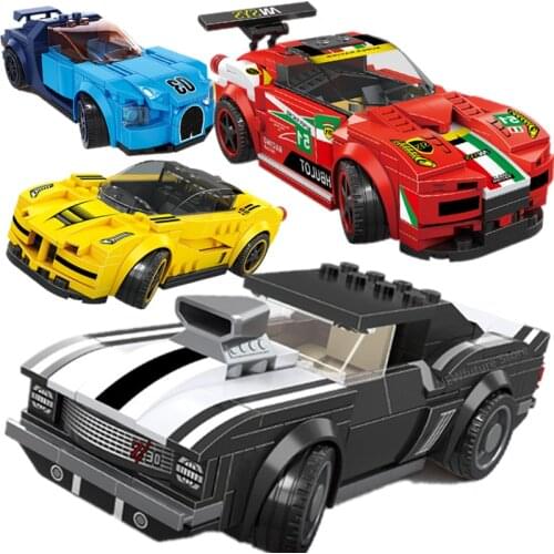 New serise Mustanged Tuning Workshop Supercar Speed Champion Race Racing Car Sports Building Blocks Bricks Sets Kits Model