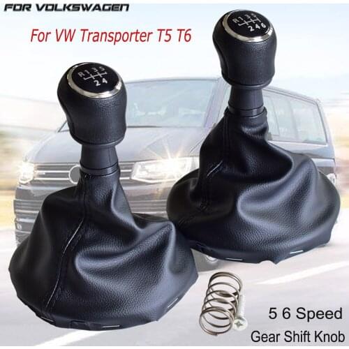 5 Speed 6 Speed Car Gear Shift Knob For Volkswagen VW Transporter T5 T5.1 Gp 2003-2011 T6 Black Panel With Dust-proof Cover