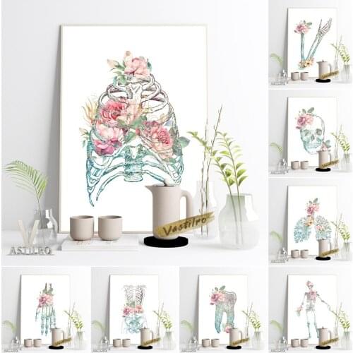 Skeleton Anatomical Art Print Poster Medicine Tooth Profile Wall Stickers Bone Sketch Diagrams Canvas Painting Office Home Decor