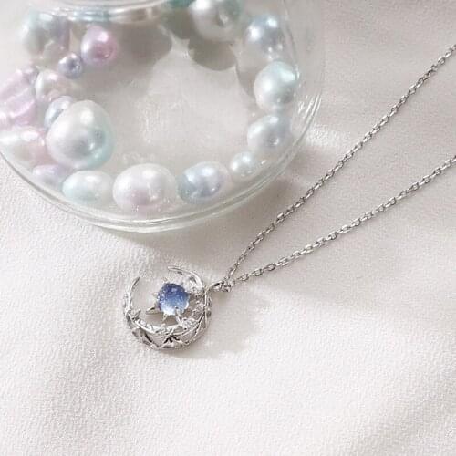 925 Sterling Silver Moon Charm Pendant Choker Necklace For Girl Women Statement Wedding Christmas Jewelry dz698