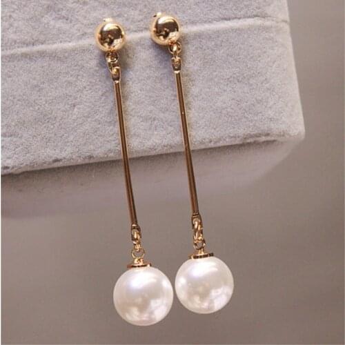 Long Tassel Simulated Pearl Drop Earrings for Women Gift Bijoux Korean Jewelry OL Gold Color Pendientes Boucle Exquisite gift