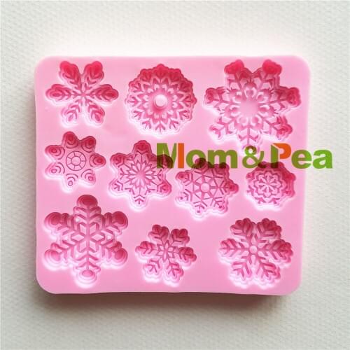 Mom&Pea MPA1726 Snowflake Shaped Silicone Mold Cake Decoration Fondant Cake 3D Mold Food Grade Soap Mold