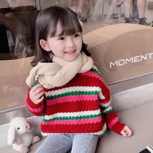 Girls Sweater Kids Coat Outwear 2021 Sweet Thicken Warm Winter Autumn Knitting Tops Cotton Teenager Pullover Childrens Clothing