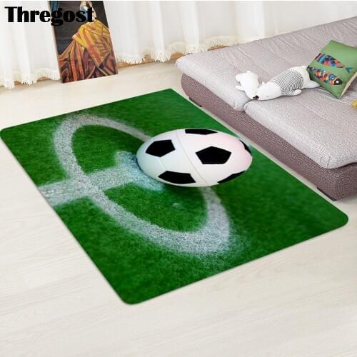 Thregost Bedroom Bedside Carpet Green Football Field Printed Kitchen Floor Rug Anti Slip Area Rug for Living Room Absorbent Mats