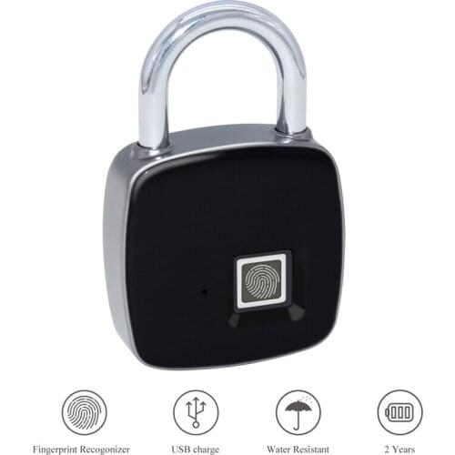 Multi-functional Keyless Smart Lock Fingerprint Lock USB Rechargeable IP65 Waterproof Anti-theft Digital Door Tail Padlock