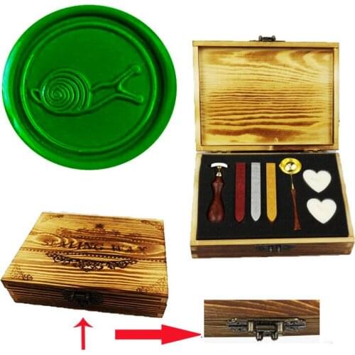 Vintage Snail Custom Picture Logo Wedding Invitation Wax Seal Sealing Stamp Rosewood Handle Set