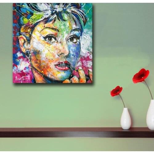 Wxkoil Oil Panting Pop Art Audrey Wall Decor Painted Wall Art Canvas Printed Living Room Painting Wall Art No Framed