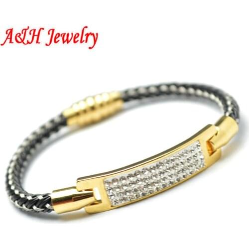 1pc Fashion Women Jewelry Rhinestone Paved Stainless Steel Bracelets