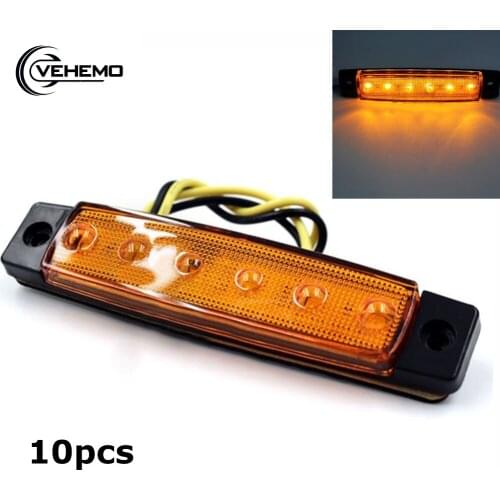 10pcs DC12V 6 LED Yellow Light Truck Lights Truck Side Lights Indicator Lights Marker Lamp For Truck Bus SUV Car Accessories