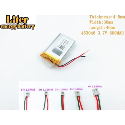 3.7V 453046 600mah polymer lithium battery FOR 3.7V 600MAH 453046 PLUG MP3 MP4 MP5 GPS polymer rechargeable battery